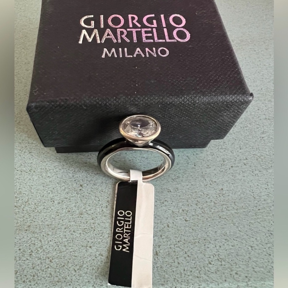 Giorgio Martello‎ Milano Ring-NWT Black Accent and Clear Stone